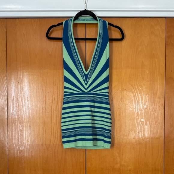 PrettyLittleThing Teal and Mint Striped Knit - Picture 1 of 4